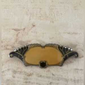 Vintage signed Catherine Popesco France enamel brooch gold & black